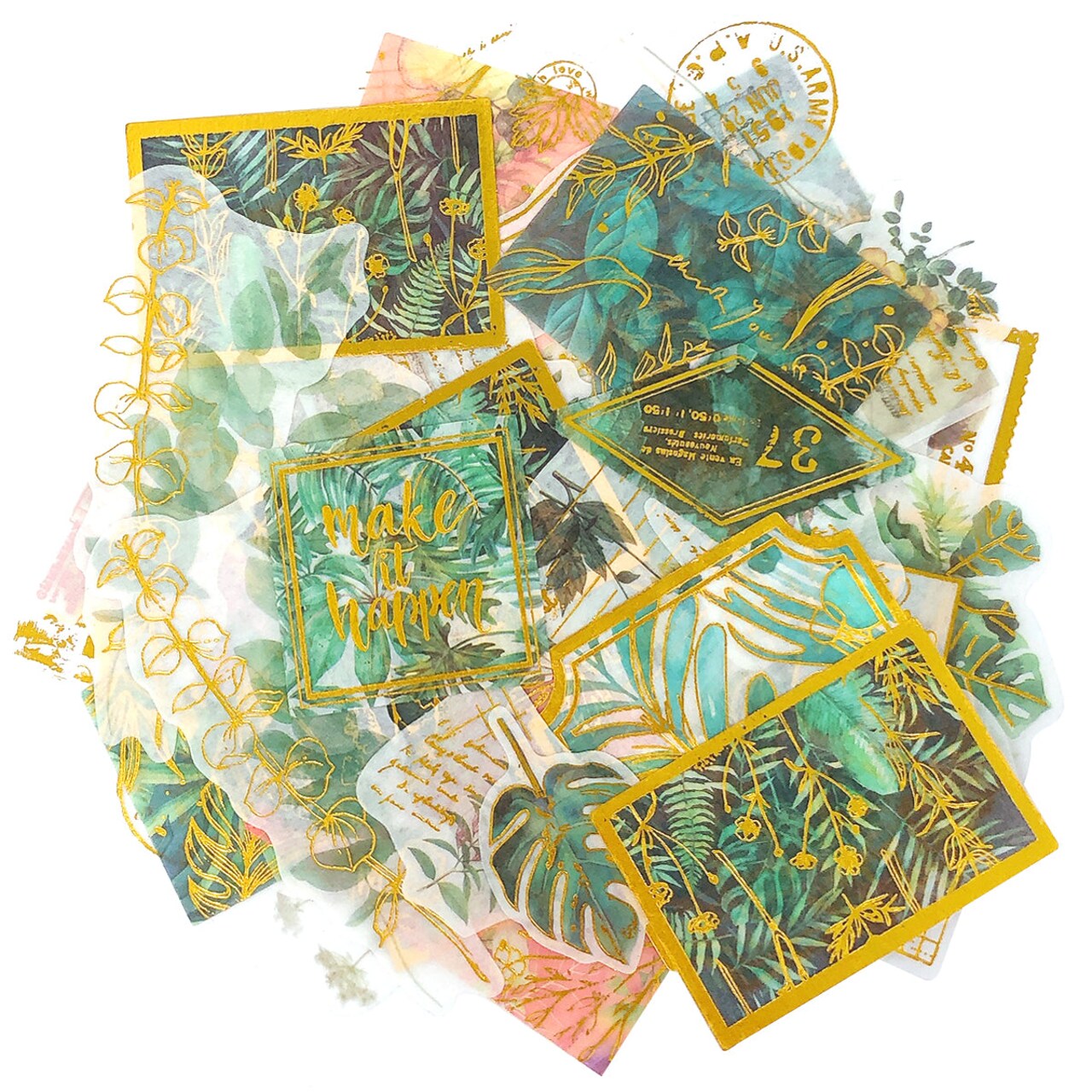 Wrapables Decorative Scrapbooking Washi Stickers, DIY Crafts for Stationery, Diary, Card Making (60 pcs)